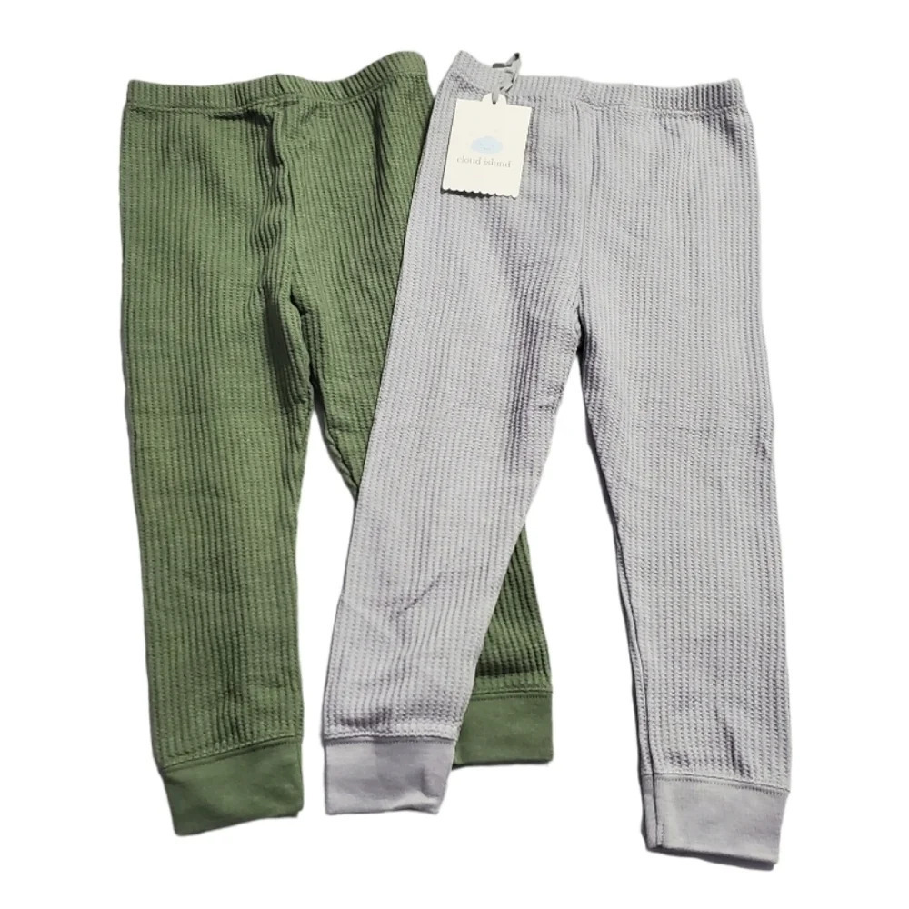 NWT Cloud Island Baby Boy Waffle Pull On Pants 2 PK 24M